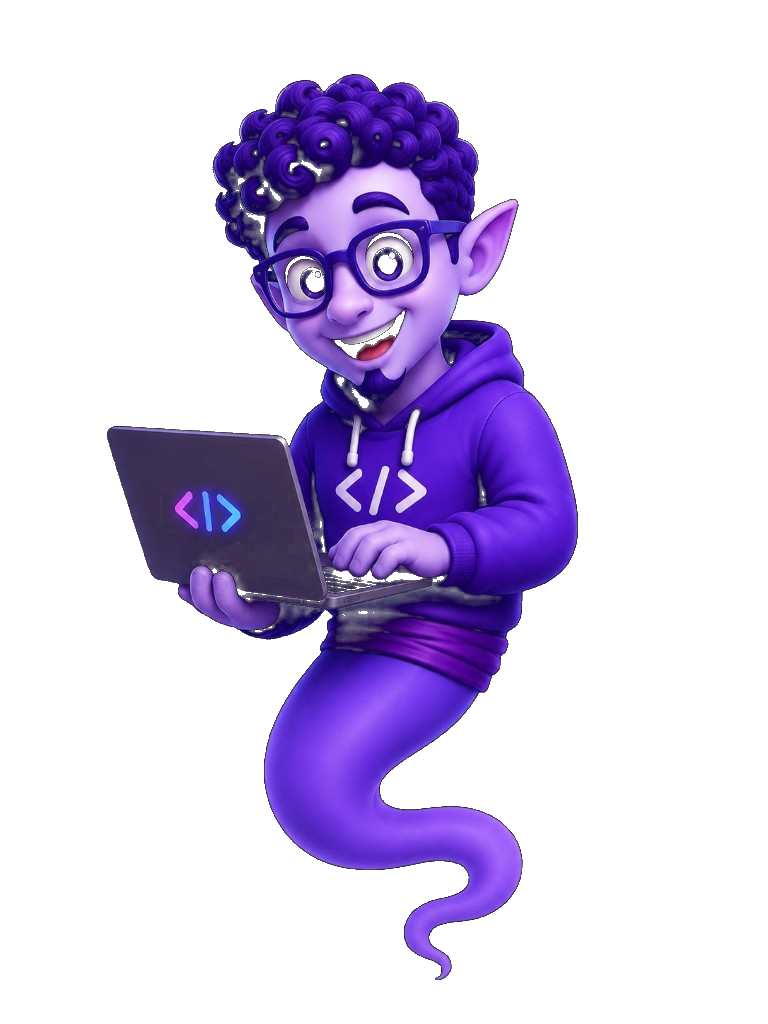 Cowdlly mascot — coding genie